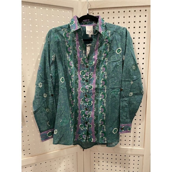 NWT / Raga / Manisha Blouse / Boho floral button down top - Picture 6 of 6